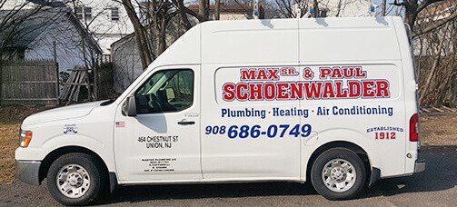 Max Sr. & Paul Schoenwalder Plumbing Heating Air Conditioning modern service truck.